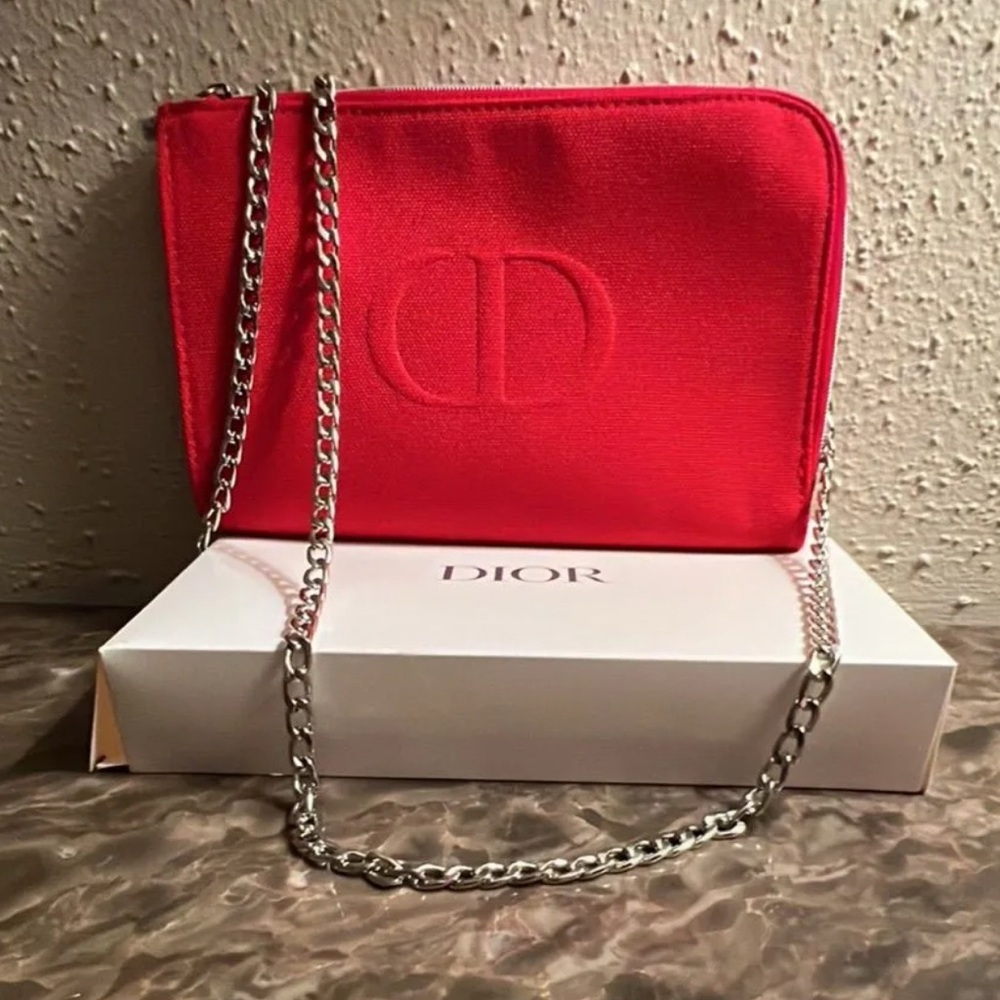 Dior Red Cosmetic Pouch Crossbody